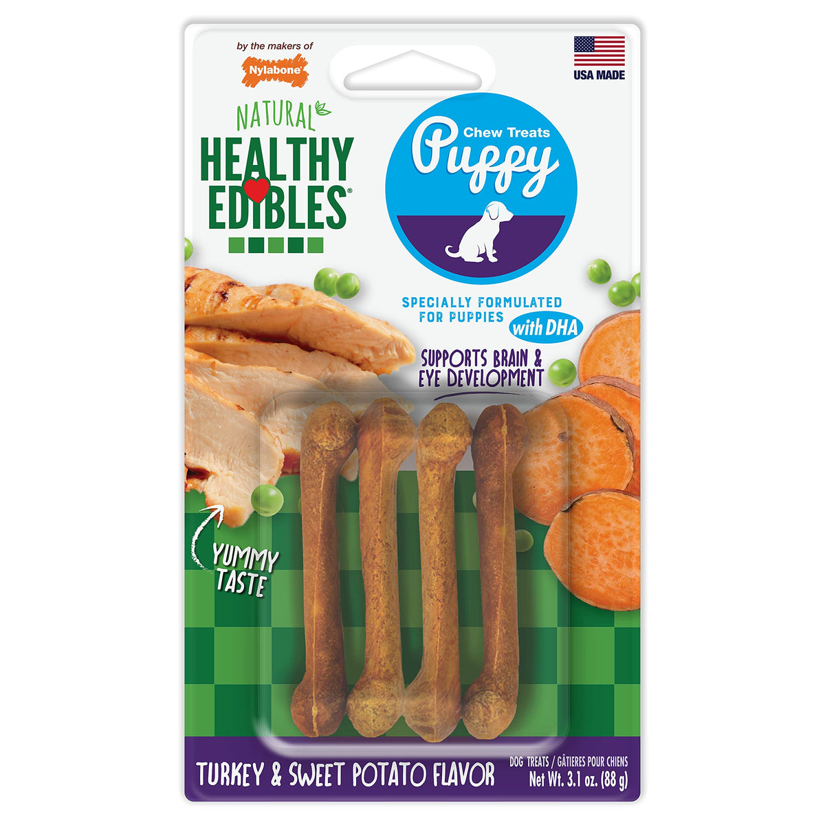 Nylabone Healthy Edibles Puppy Dog Treats Variety Pack, 3 Count