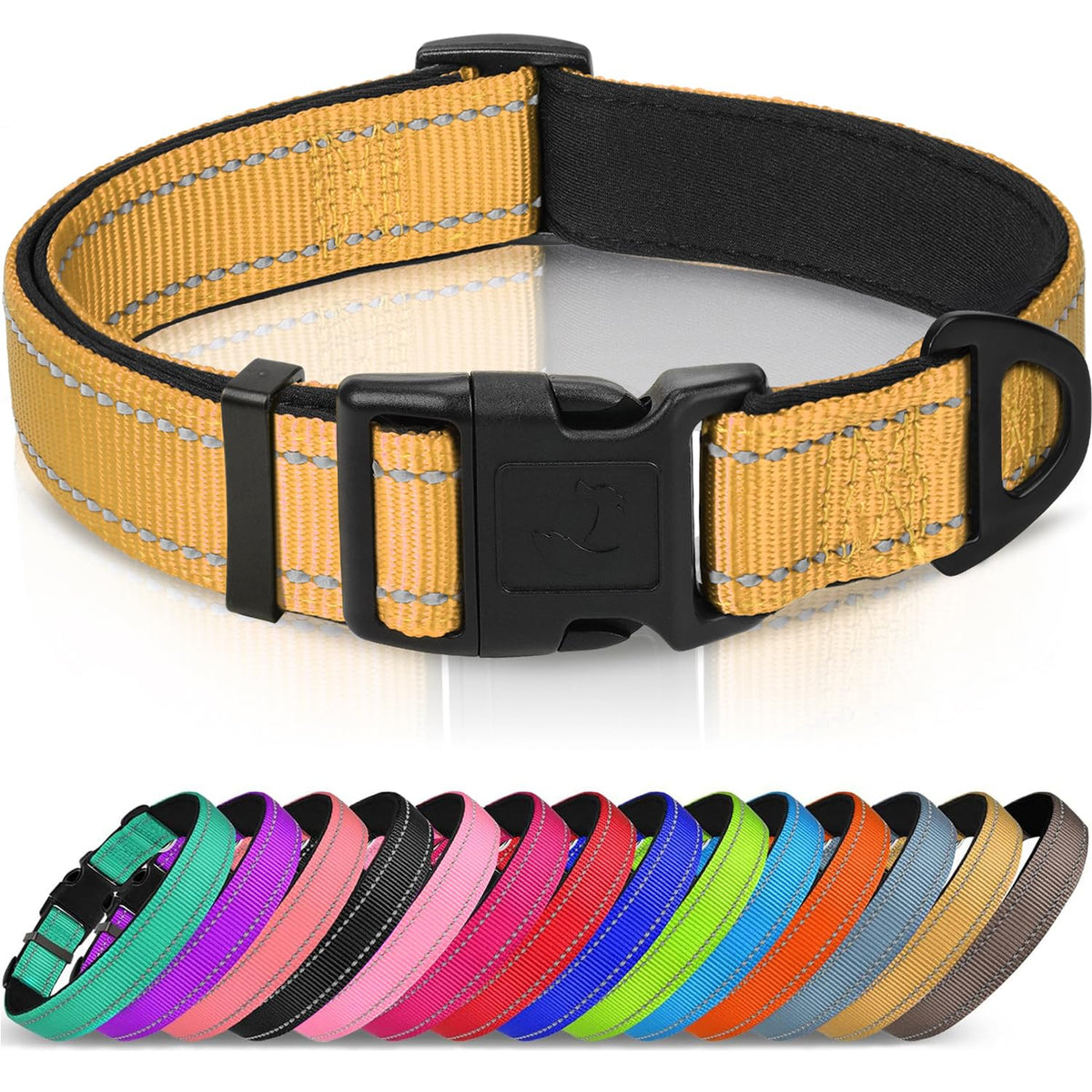 Joytale Reflective Dog Collar, Adjustable Neoprene Padded, Teal M