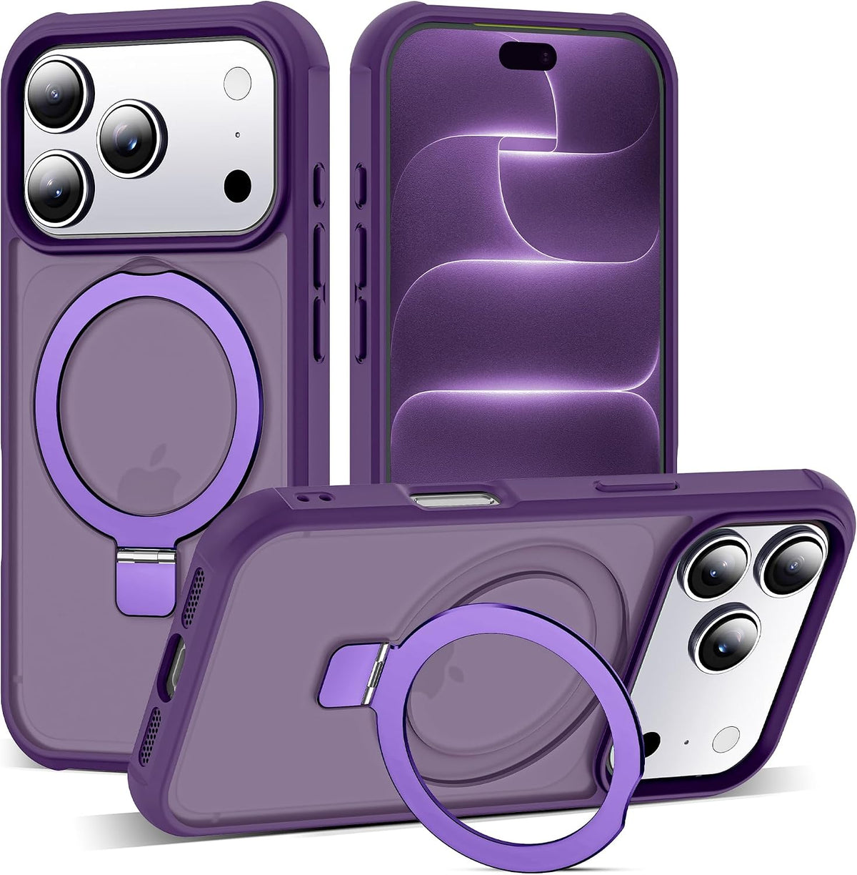 SKYLMW Compatible with iPhone 16 Pro Max Case with Stand,Rose