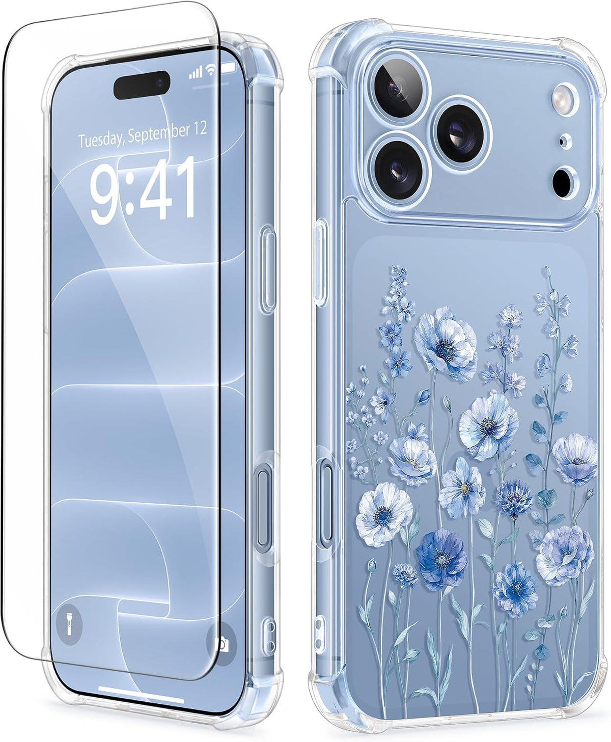 GVIEWIN for iPhone 17 Case Floral Clear Slim Women