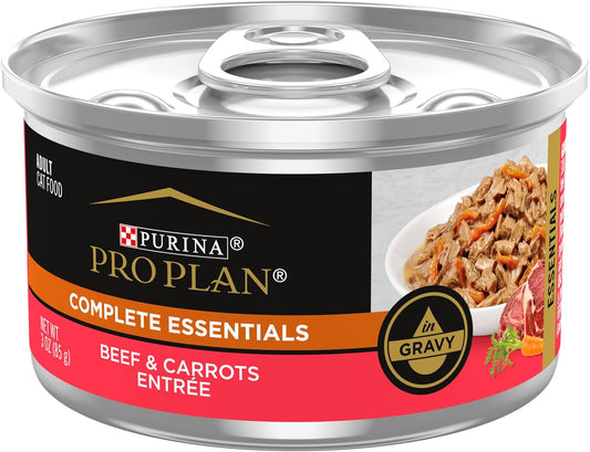 Purina Pro Plan High Protein Wet Cat Food in Gravy, Beef, (24) 3 oz