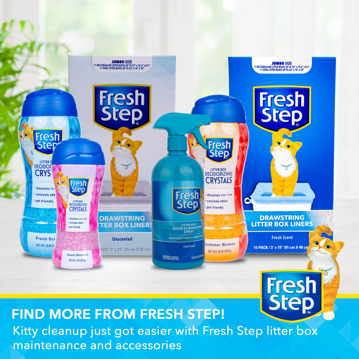 Fresh Step - Cat Litter Deodorizer, Litter Box Crystals, Fresh Scent, 15 oz