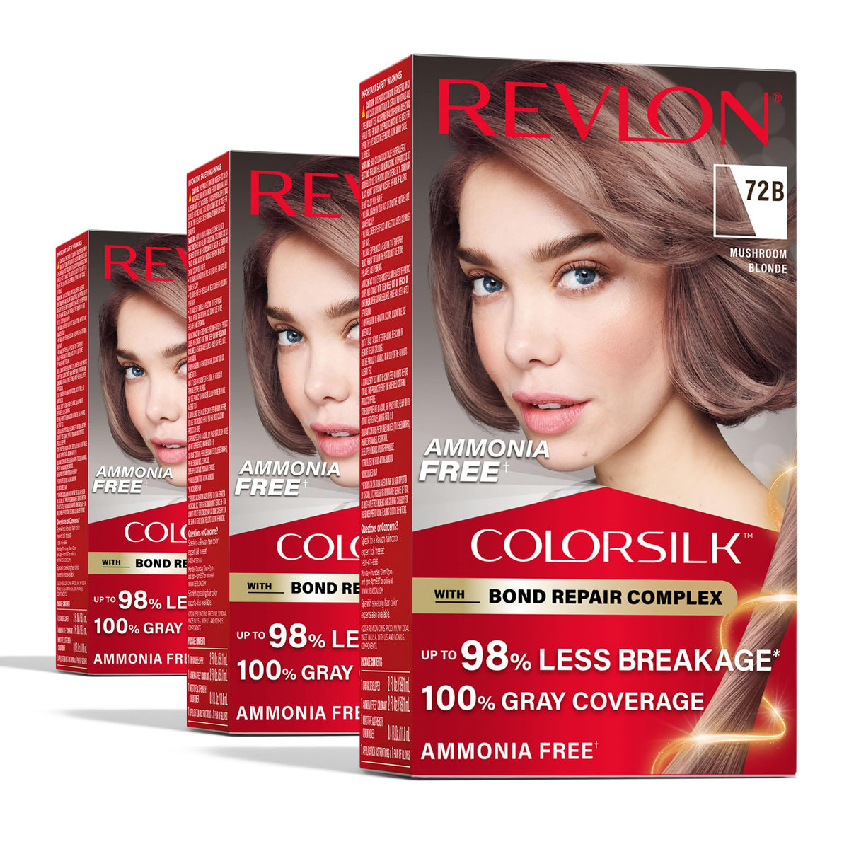 Revlon ColorSilk with Bond Repair Hair Color, 51 Light Brown, 3pk