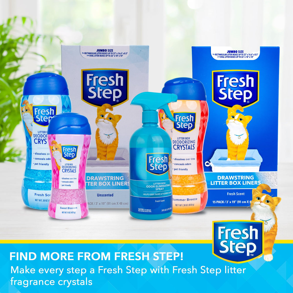 Fresh Step - Cat Litter Deodorizer, Litter Box Crystals, Fresh Scent, 15 oz