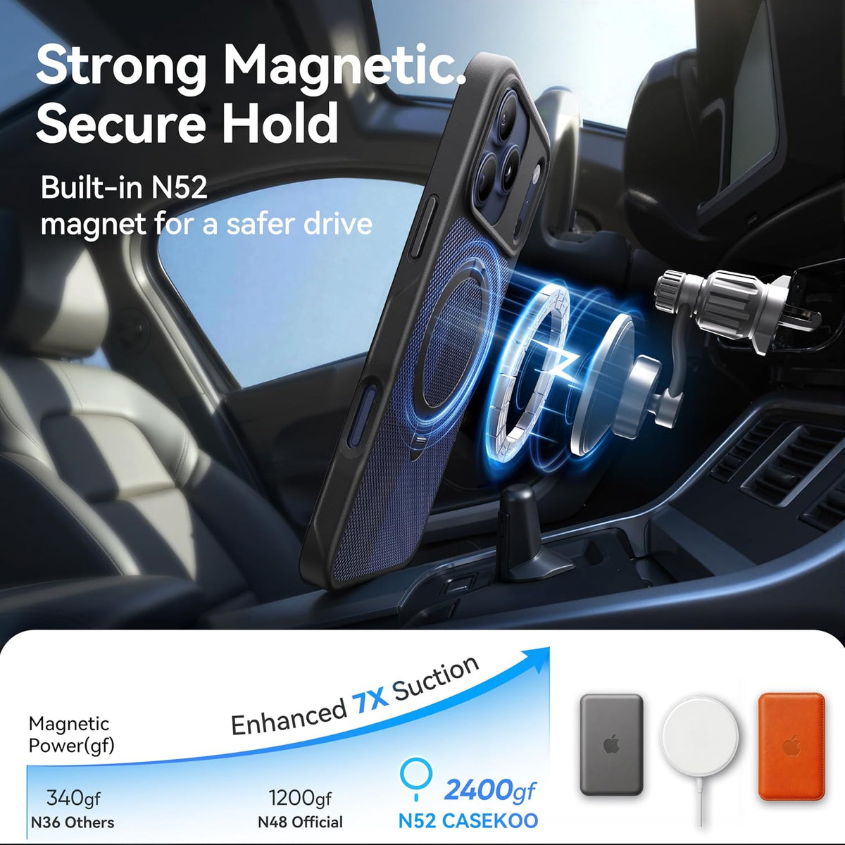 CASEKOO Marine Blue for iPhone 17 Pro Max Case with Spin Magnetic Stand