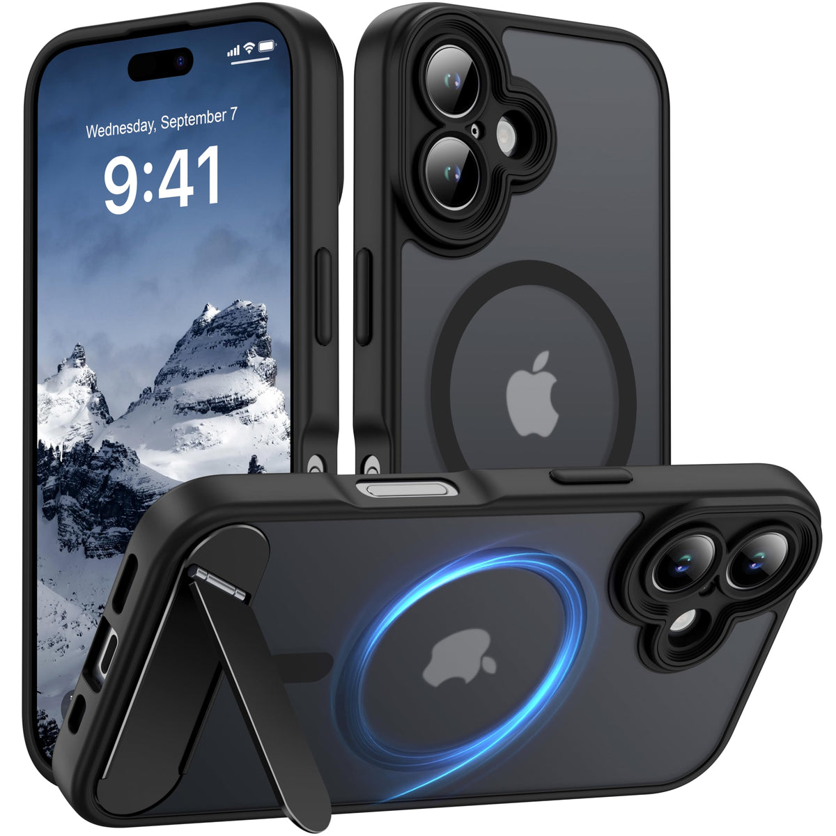Magnetic Compatible with iPhone 16 Case, [Built-in Kickstand][Full Camera Protection][Compatible with MagSafe][Anti-Fingerprint] Shockproof Phone Case for iPhone 16 6.1",Brown