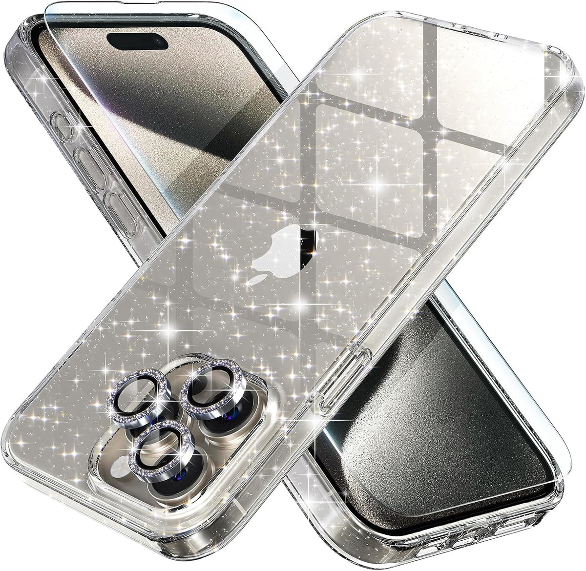 Choiche for iPhone 16 Pro Case Clear Women Girly (Glitter Gold)