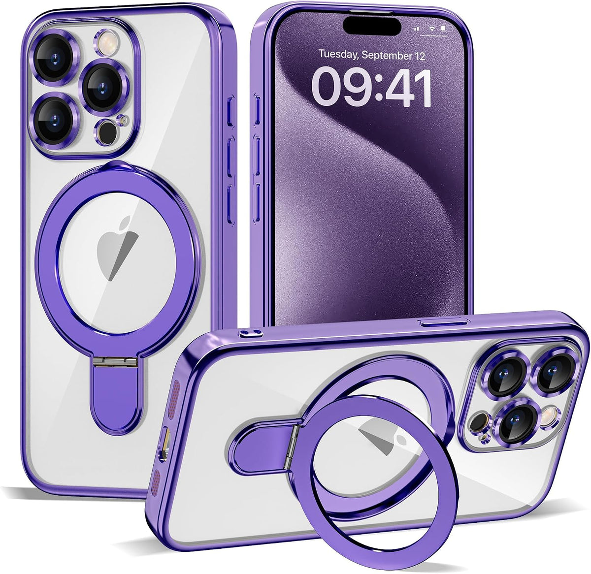 Marble Pattern Case for iPhone 11 with Stand 6.1",M-Purple