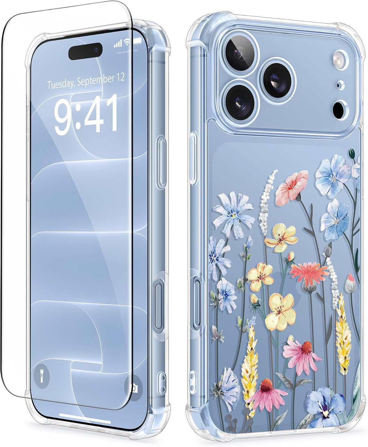 GVIEWIN for iPhone 17 Case Floral Clear Slim Women