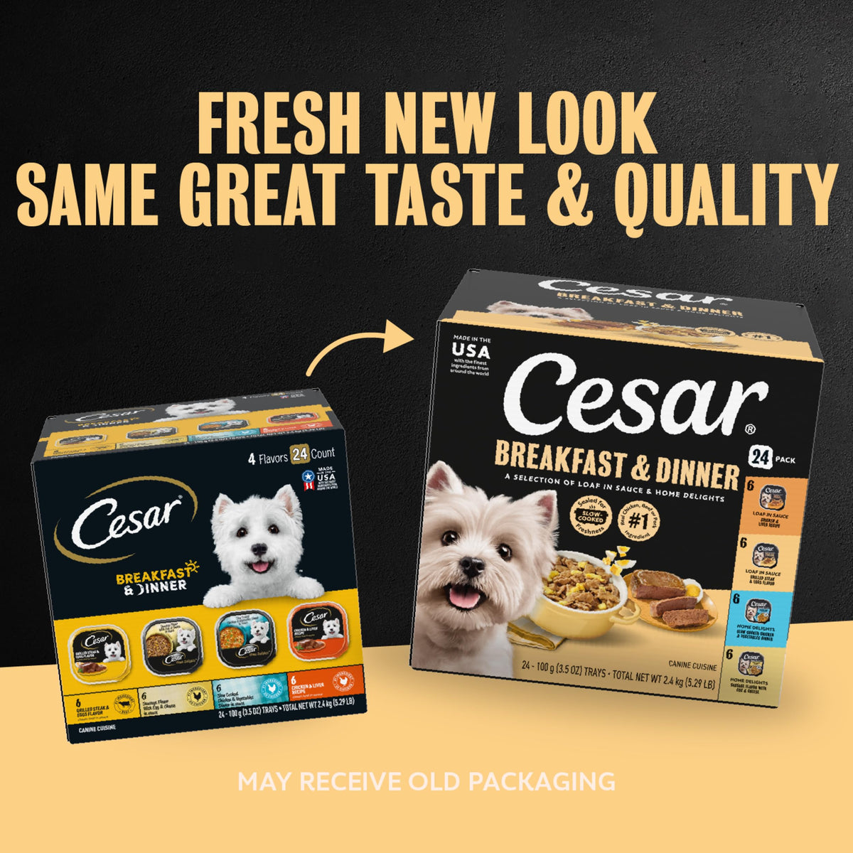 Cesar Wet Dog Food, Steak & Chicken Lovers Variety Pack, 3.5 oz, 36 count