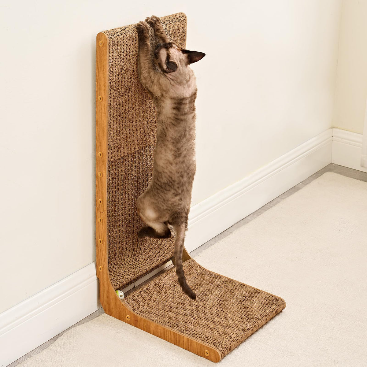 EHEYCIGA Cardboard Cat Scratcher for Indoor Cats, 26.8 Inch, Brown