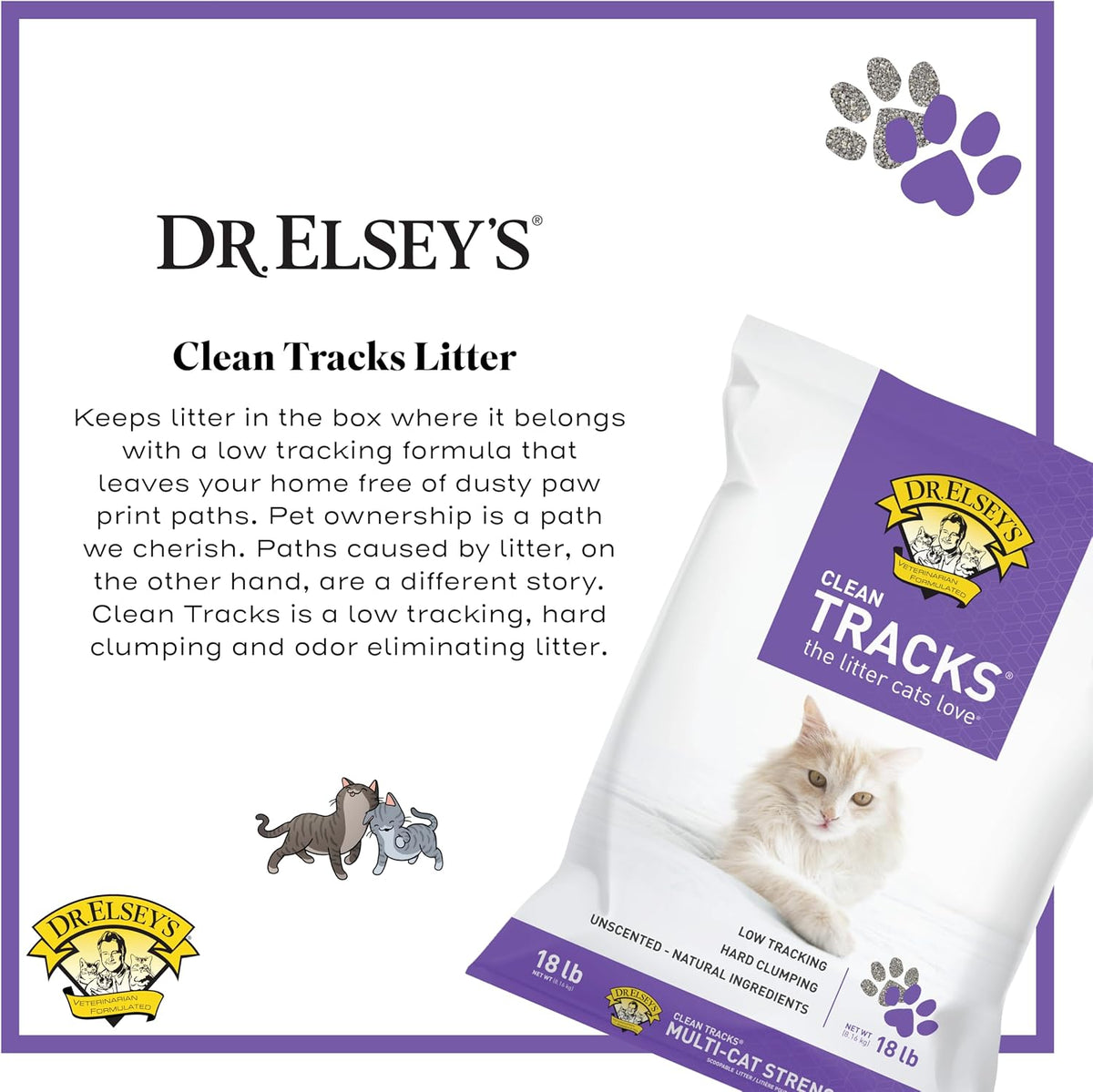 Dr. Elsey's Clean Tracks Clumping Clay Cat Litter 18 lb. Bag