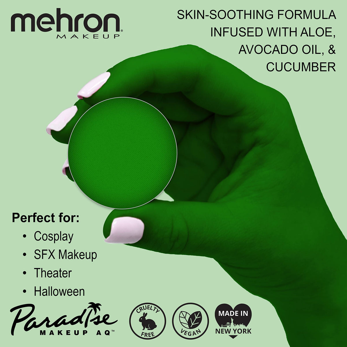 Mehron Makeup Paradise AQ - WHITE, Water-Activated Face & Body Paint
