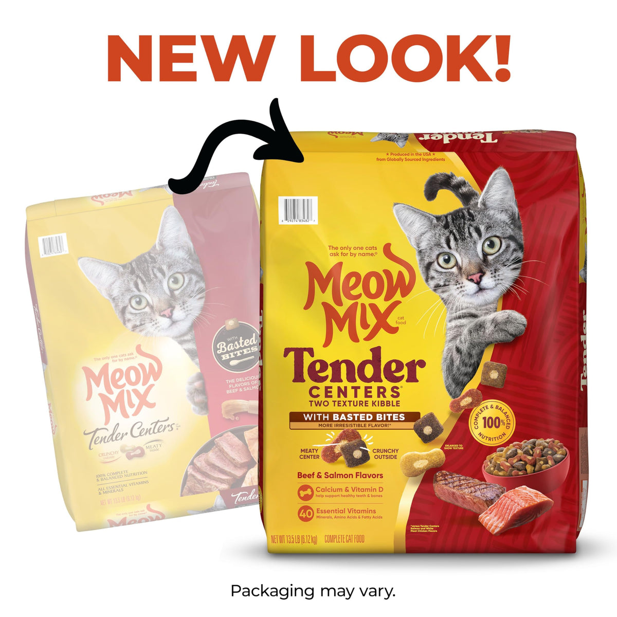 Meow Mix Tender Centers, Dry Cat Food, Salmon & Turkey Flavors, 4 Bags
