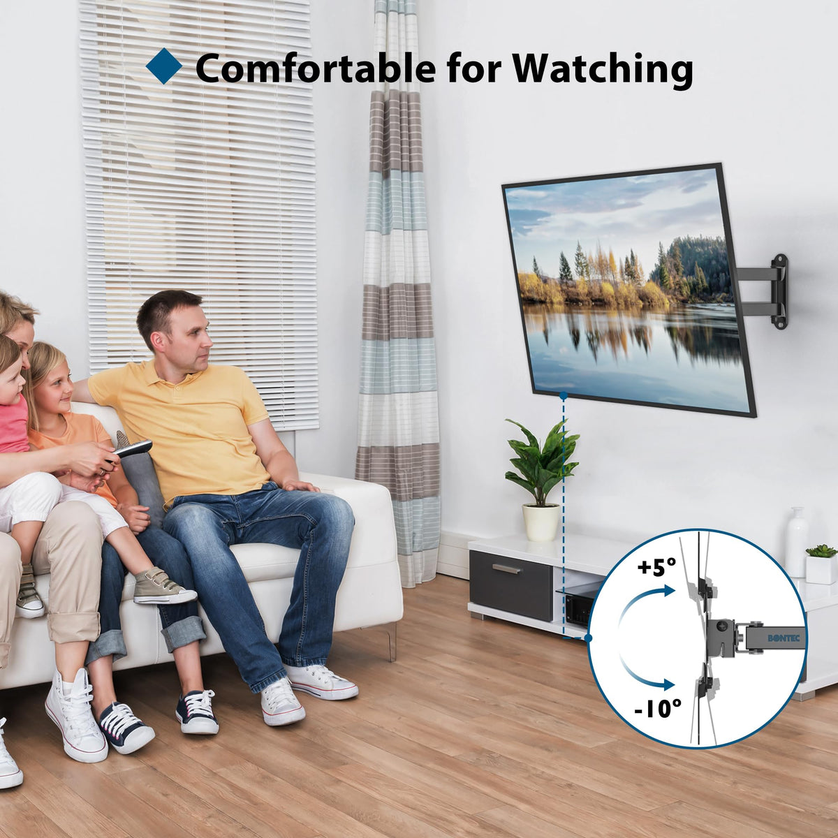 BONTEC TV Wall Bracket for 13-42 Inch TVs, Full Motion TV Wall Mount, 20 kg