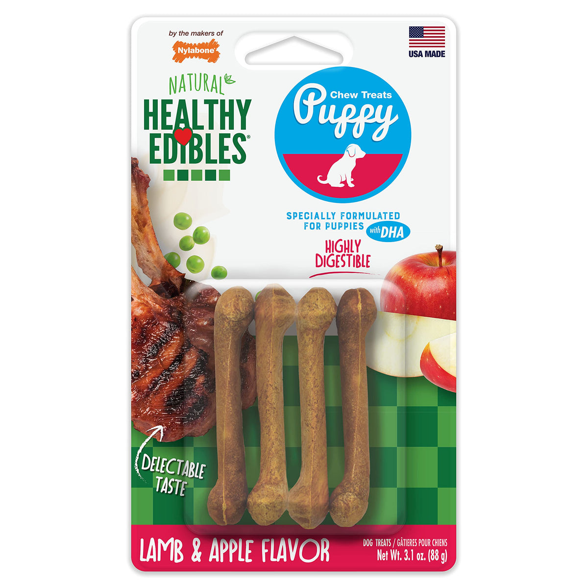 Nylabone Healthy Edibles Puppy Dog Treats Variety Pack, 3 Count