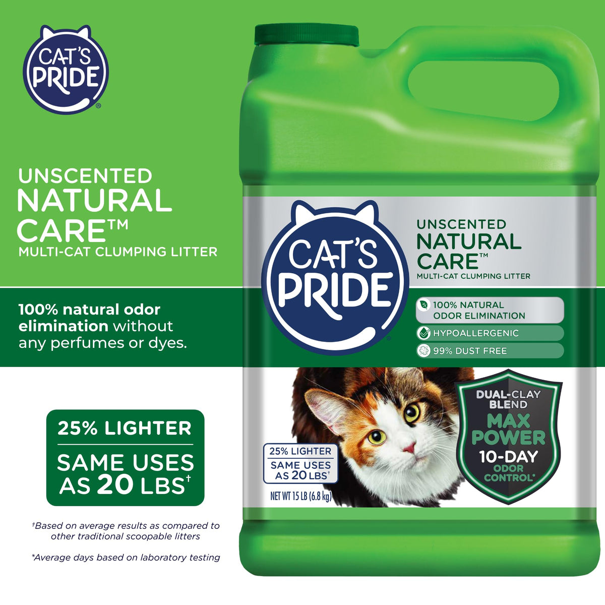 Cat's Pride Total Odor Control, Max Power, Clumping Litter Unscented 15lb