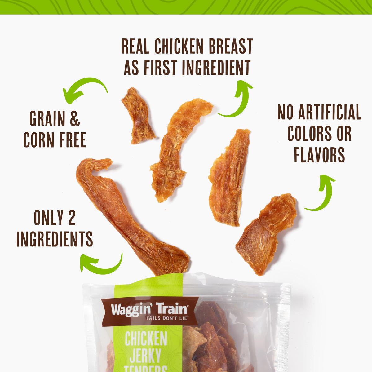 Waggin' Train Chicken Jerky Dog Treats, Made with 100% Real Chicken Breasts, Only Two All-Natural Ingredients, Great High Protein Dog Treat, Easily Digestible for Big or Small Dogs, 30 oz. Pouch