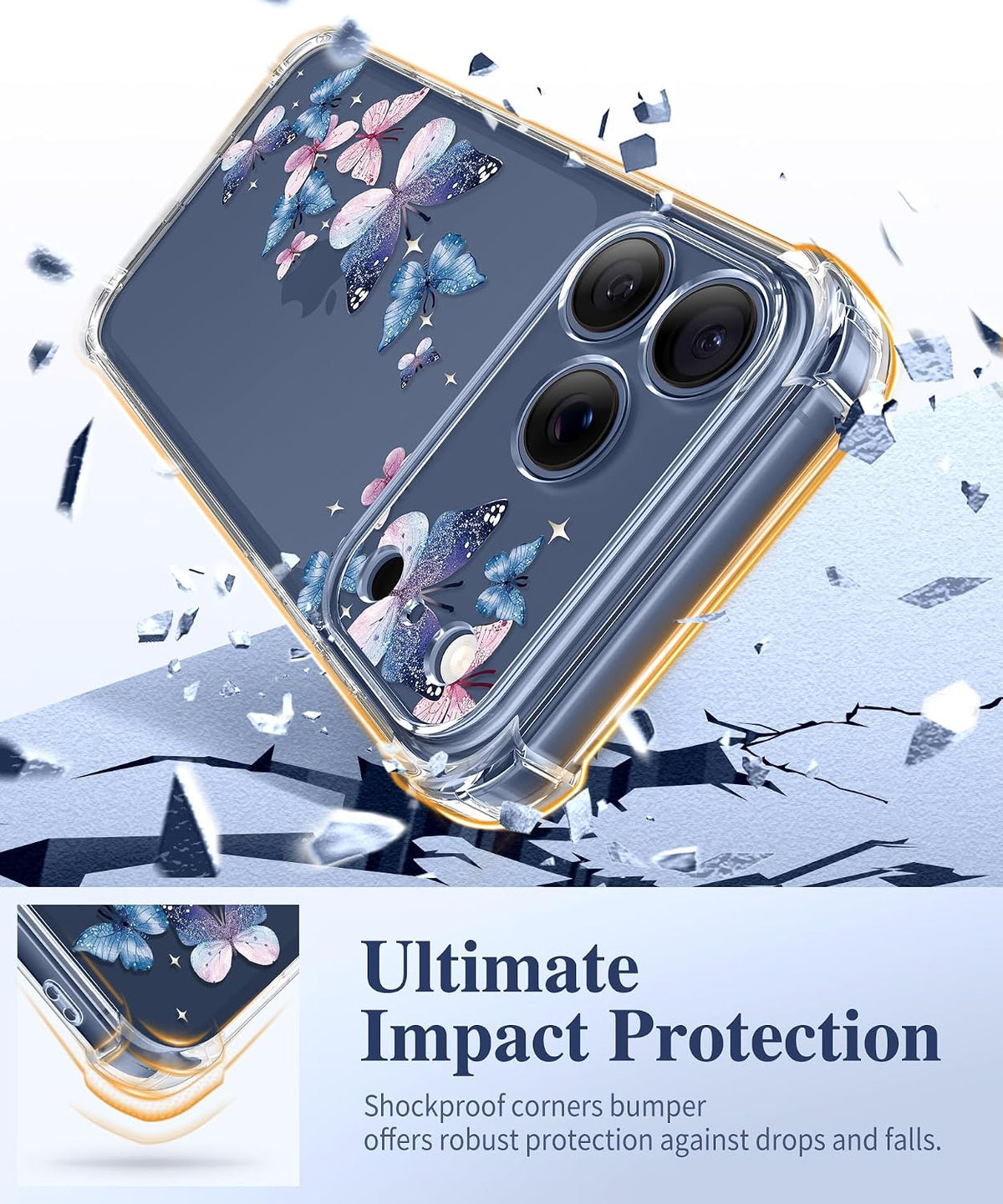 GVIEWIN for iPhone 17 Case Floral Clear Slim Women