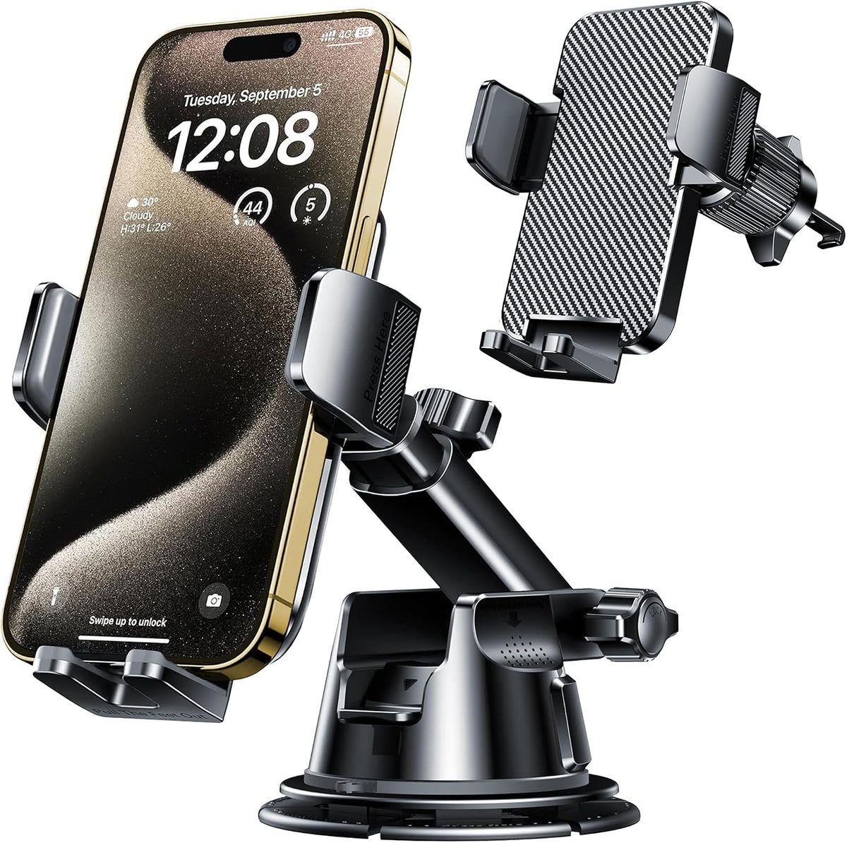 Qifutan Dash Mounted Holders Phone Holders for Your Car Phone Mount for Car Windshield Dashboard Air Vent Universal Pads Mats Mounts Hands Free Automobile Cell Phone Holder Fit for iPhone Smartphone