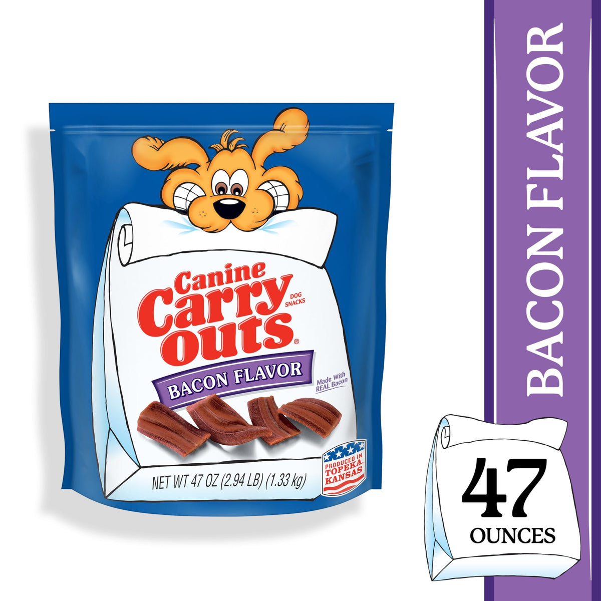Canine Carry Outs Bacon Flavor Dog Treats, 47 Ounce Bag