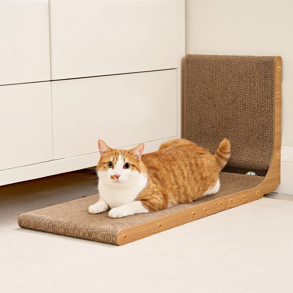 EHEYCIGA Cardboard Cat Scratcher for Indoor Cats, 26.8 Inch, Brown