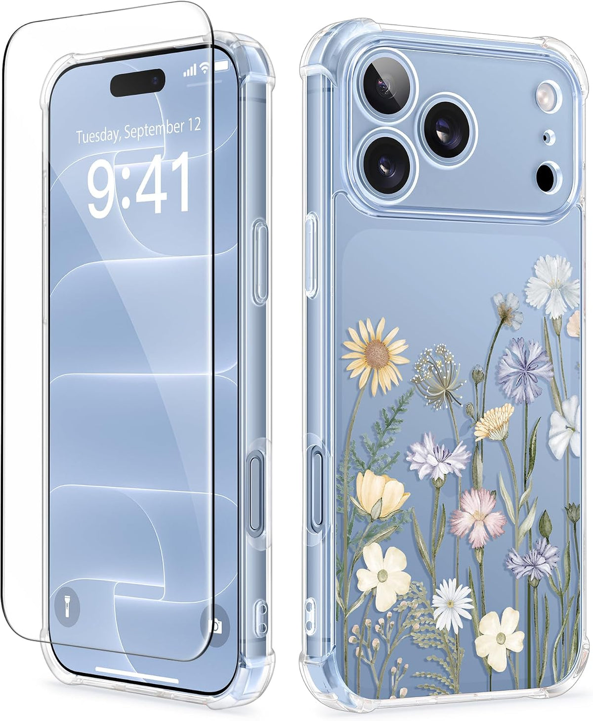 GVIEWIN for iPhone 17 Case Floral Clear Slim Women