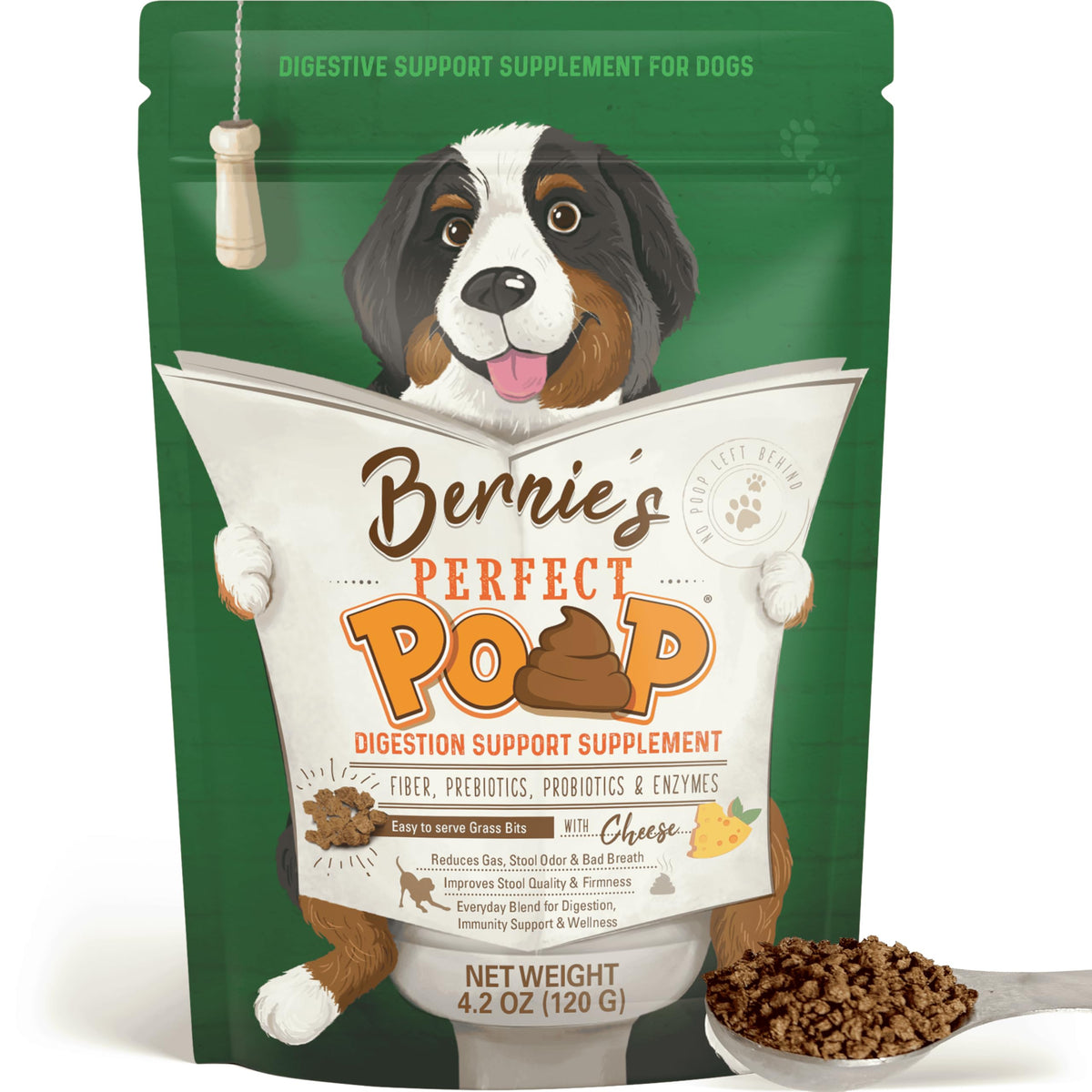 Perfect Poop Digestion & General Health Supplement for Dogs: Fiber, Prebiotics, Probiotics & Enzymes Relieve Digestive Conditions, Optimize Stool, and Improve Health (Cheddar Cheese, 12.8 oz)