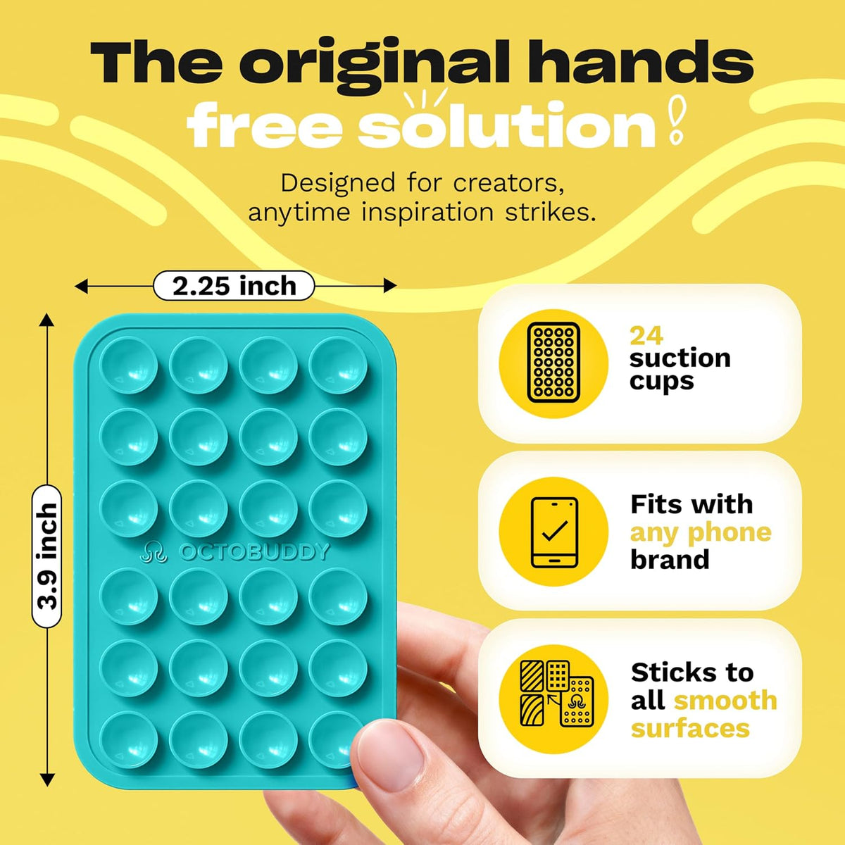 OCTOBUDDY Classic - Silicone Suction Phone Case Adhesive Mount, Turquoise