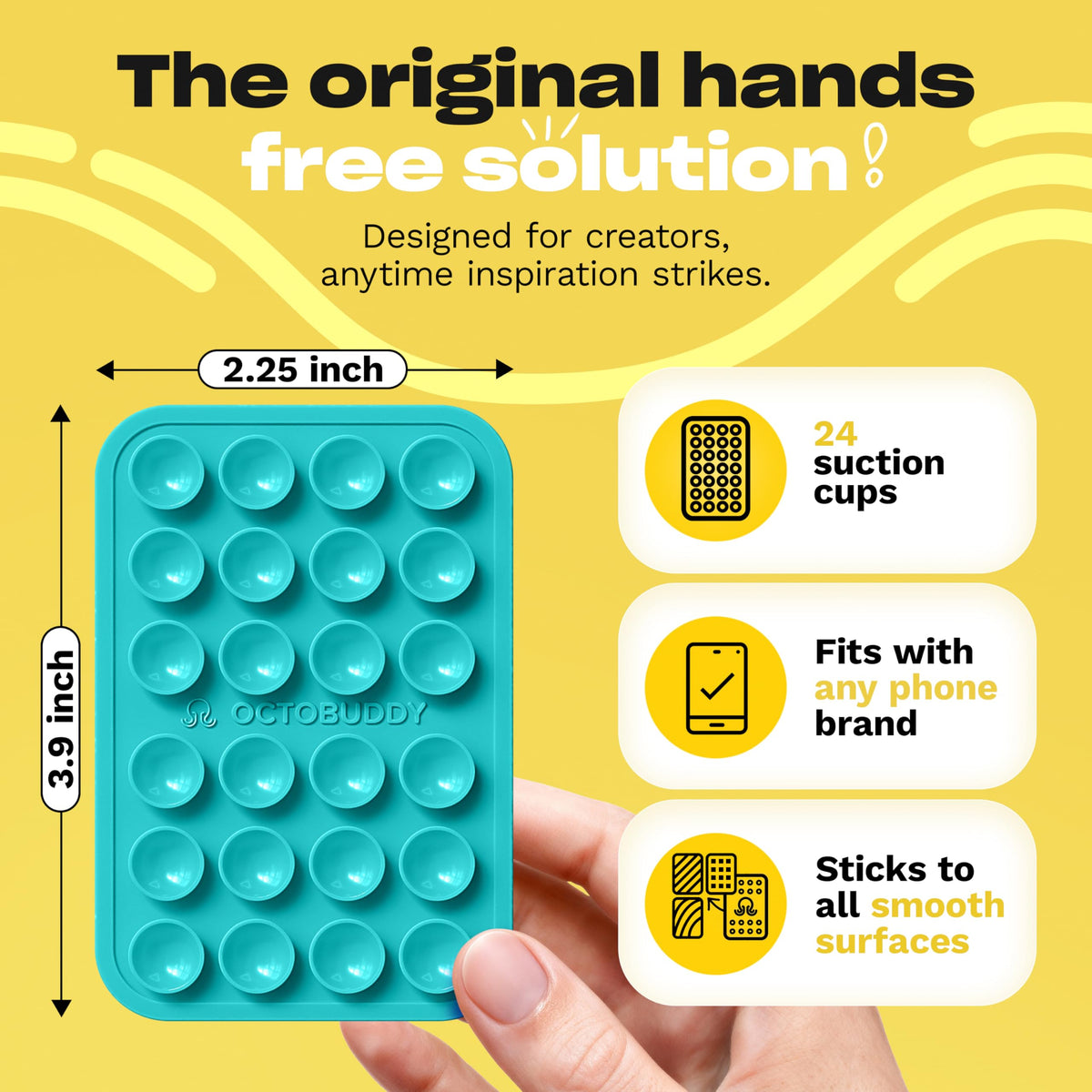 OCTOBUDDY Classic - Silicone Suction Phone Case Adhesive Mount, Turquoise