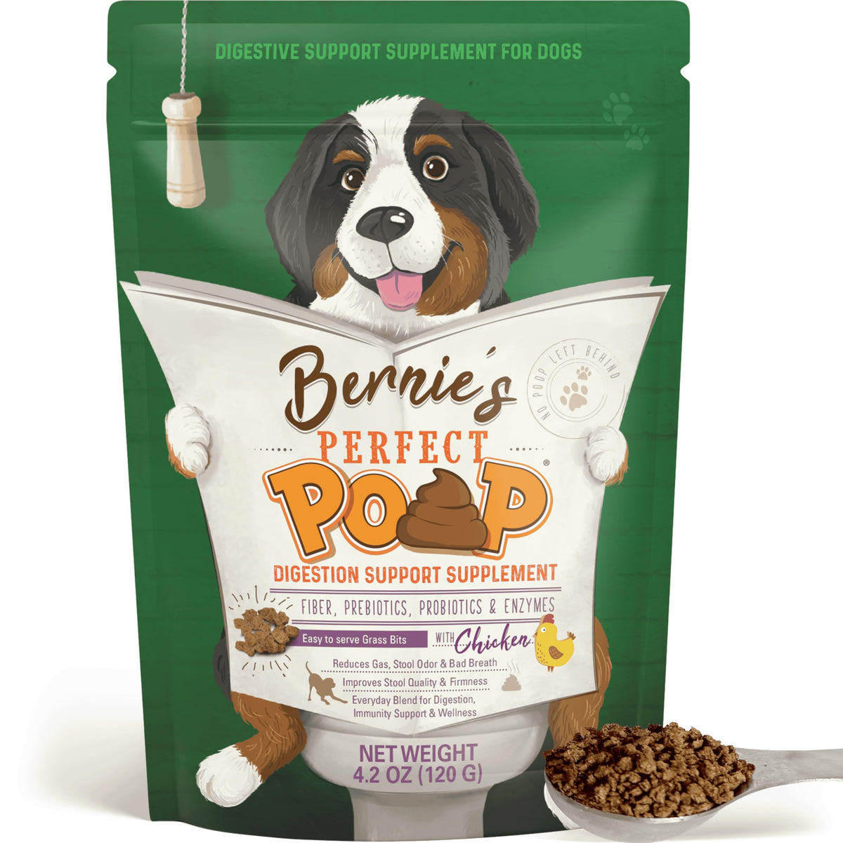 Perfect Poop Digestion & General Health Supplement for Dogs: Fiber, Prebiotics, Probiotics & Enzymes Relieve Digestive Conditions, Optimize Stool, and Improve Health (Cheddar Cheese, 12.8 oz)