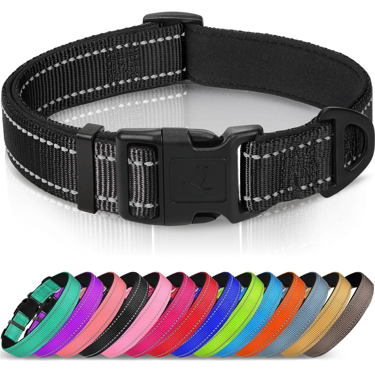 Joytale Reflective Dog Collar, Adjustable Neoprene Padded, Teal M