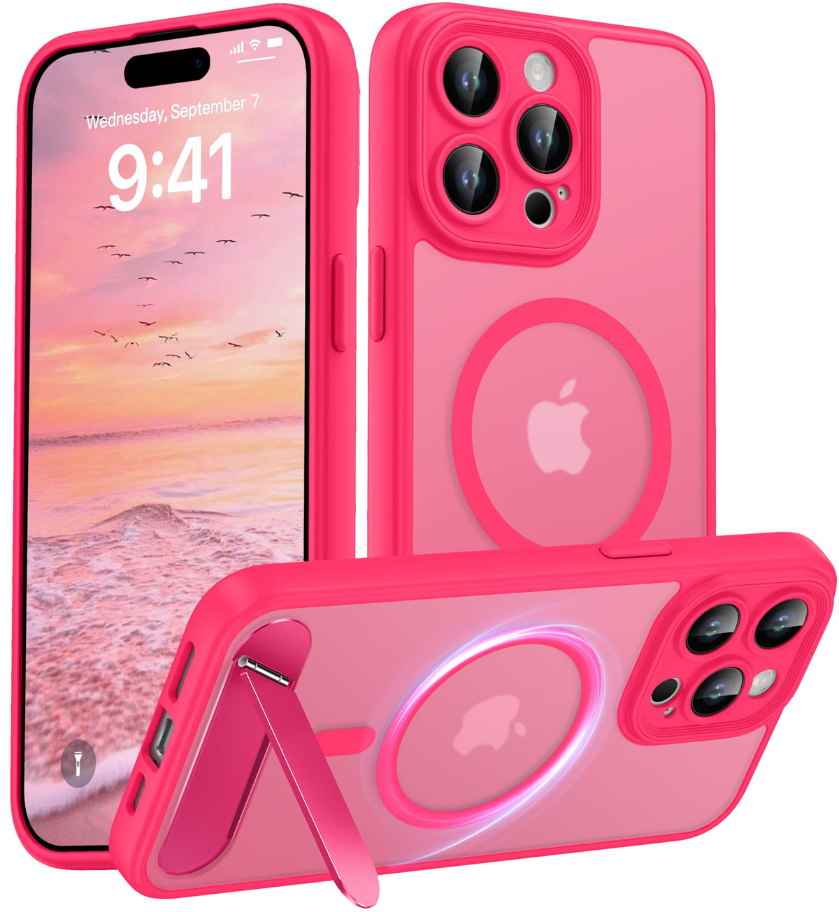 Magnetic Compatible with iPhone 16 Case, [Built-in Kickstand][Full Camera Protection][Compatible with MagSafe][Anti-Fingerprint] Shockproof Phone Case for iPhone 16 6.1",Brown