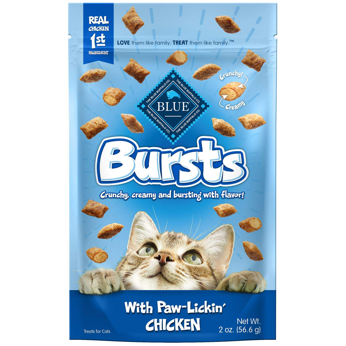 Blue Buffalo Bursts Seafood Crunchy & Creamy Cat Treats, 2 oz, 6 ct