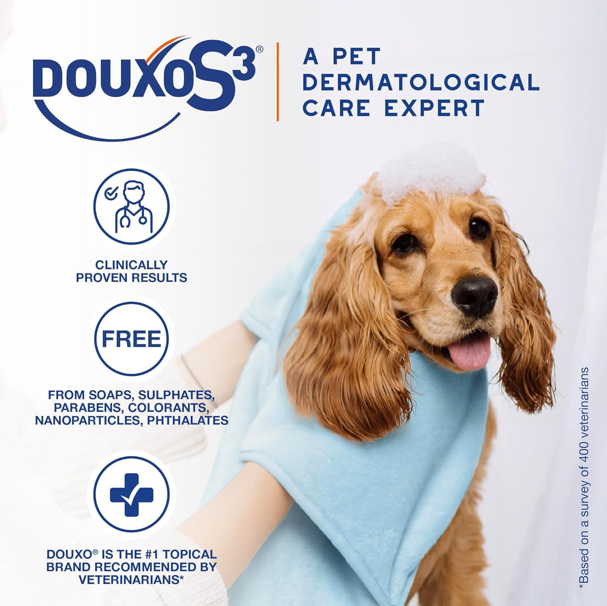 Douxo S3 PYO Pads, 3% Chlorhexidine Wipes for Dogs and Cats, 30 Pads