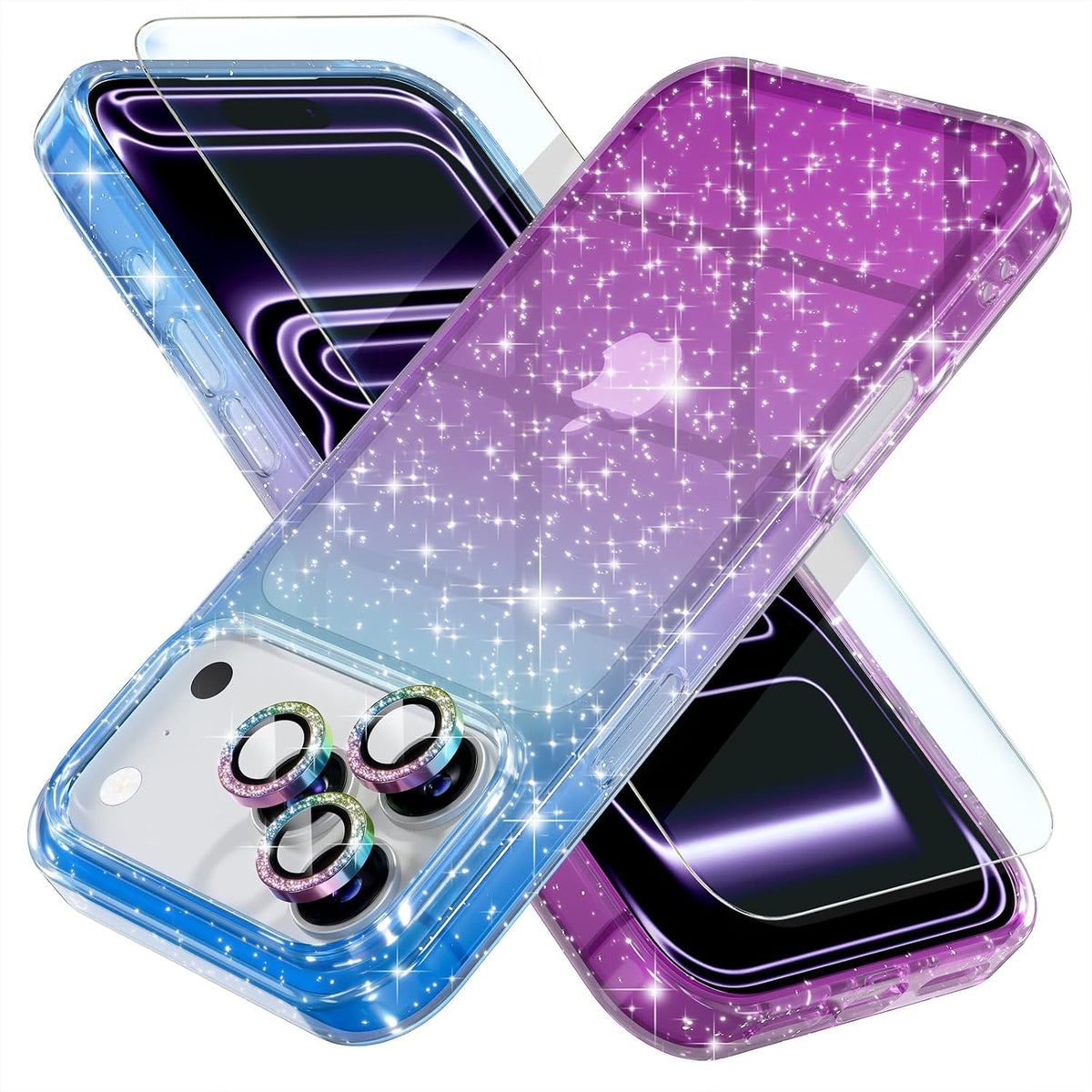 Choiche for iPhone 16 Pro Case Clear Women Girly (Glitter Gold)