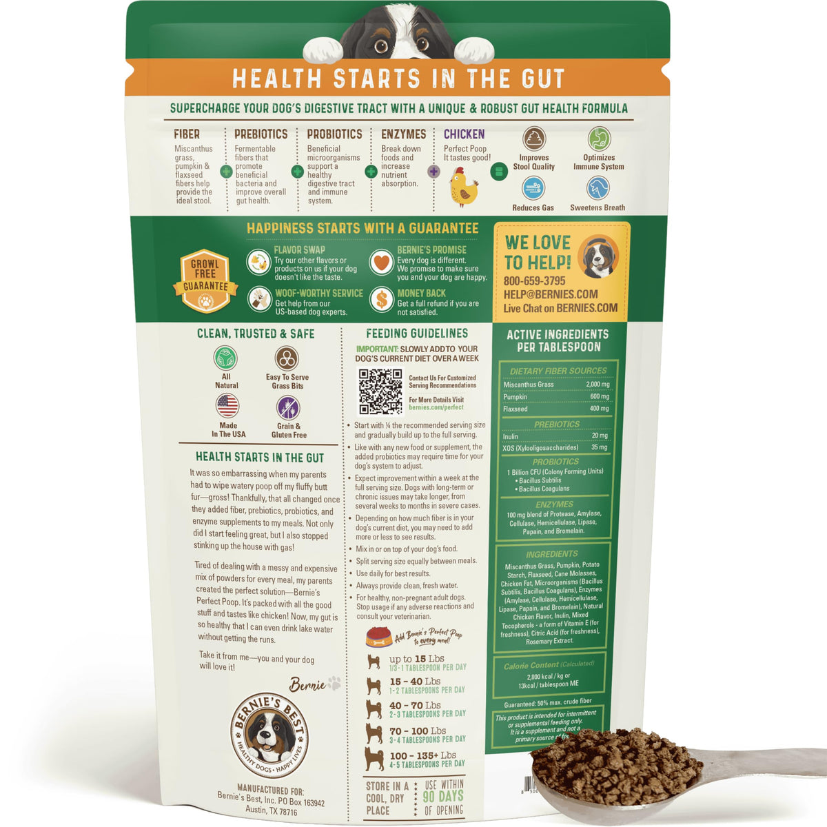 Perfect Poop Digestion & General Health Supplement for Dogs: Fiber, Prebiotics, Probiotics & Enzymes Relieve Digestive Conditions, Optimize Stool, and Improve Health (Cheddar Cheese, 12.8 oz)