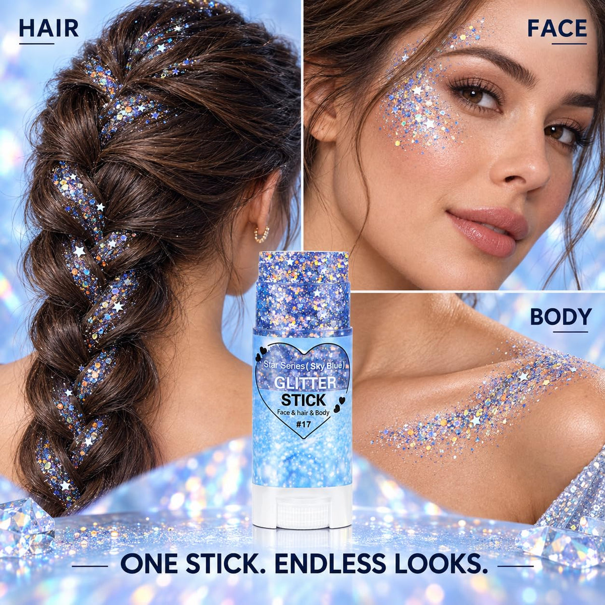 Mysense Red Face Hair Body Glitter Stick,Halloween Cosplay Sparkling Sequins Chunky Glitter Makeup,Festival Rave Concert Outfit Accessories for Women Girls Kids