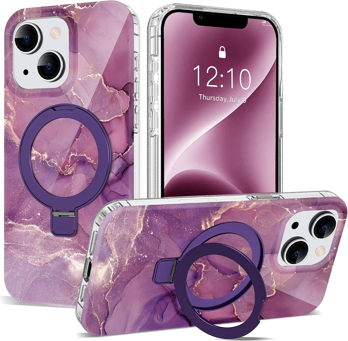 Marble Pattern Case for iPhone 11 with Stand 6.1",M-Purple