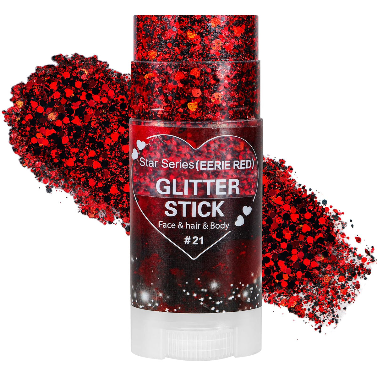 Mysense Red Face Hair Body Glitter Stick,Halloween Cosplay Sparkling Sequins Chunky Glitter Makeup,Festival Rave Concert Outfit Accessories for Women Girls Kids