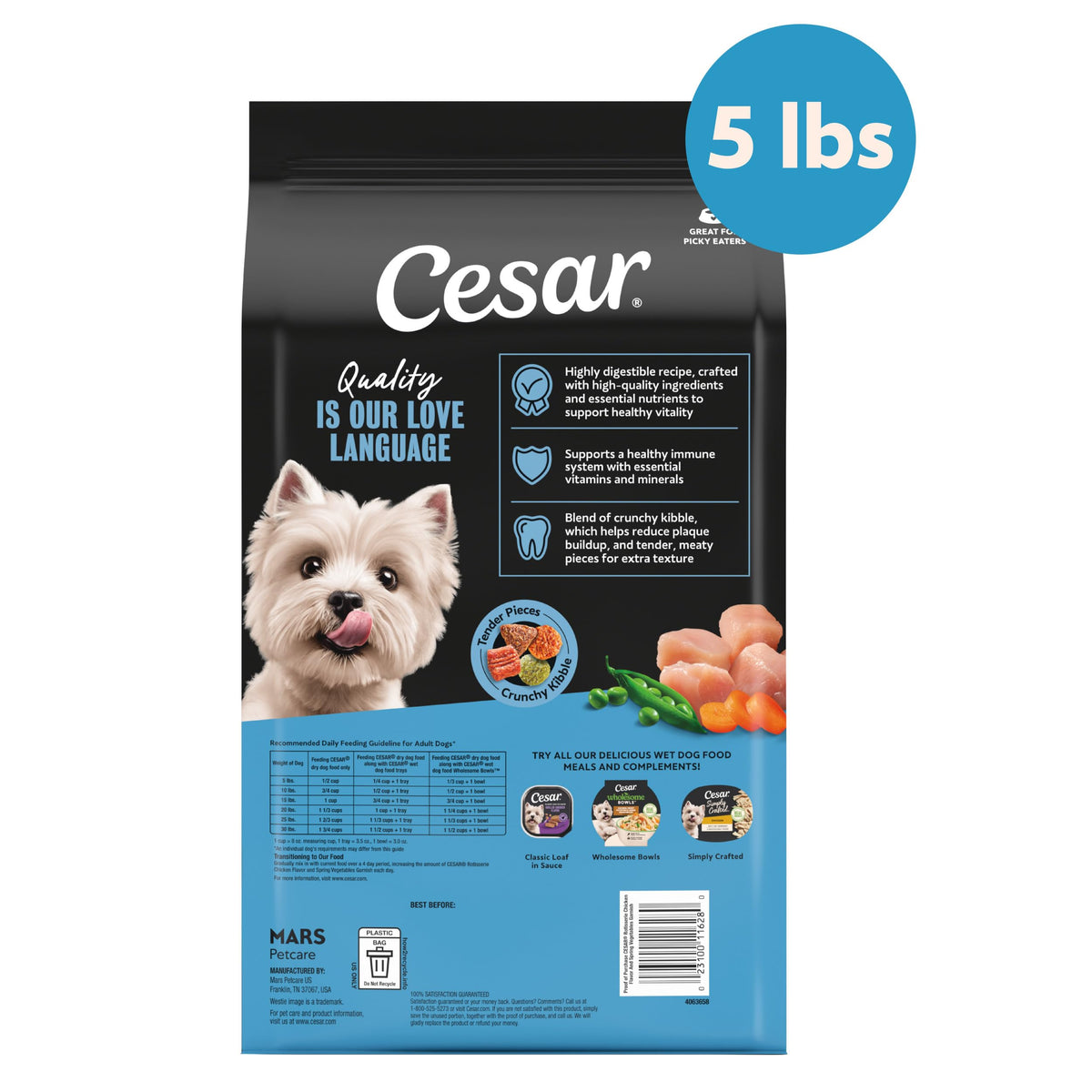 Cesar Small Breed Dry Dog Food, Chicken & Spring Vegetables Flavor, 2.7 lb