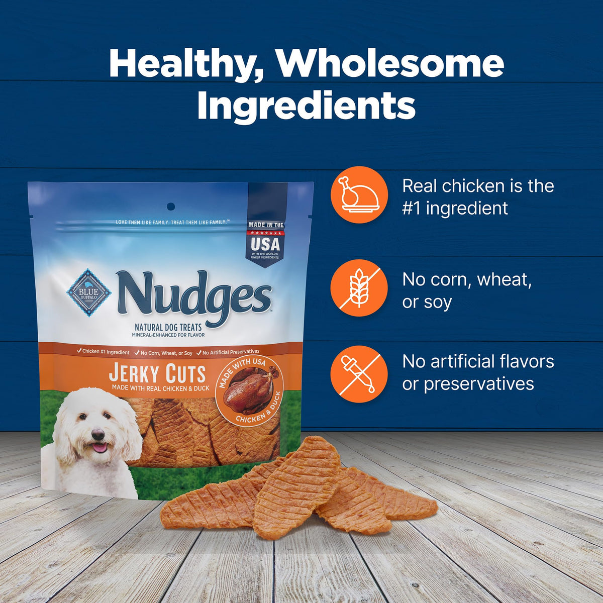 Blue Buffalo Nudges Jerky Cuts Steak Dog Treats, 10 oz
