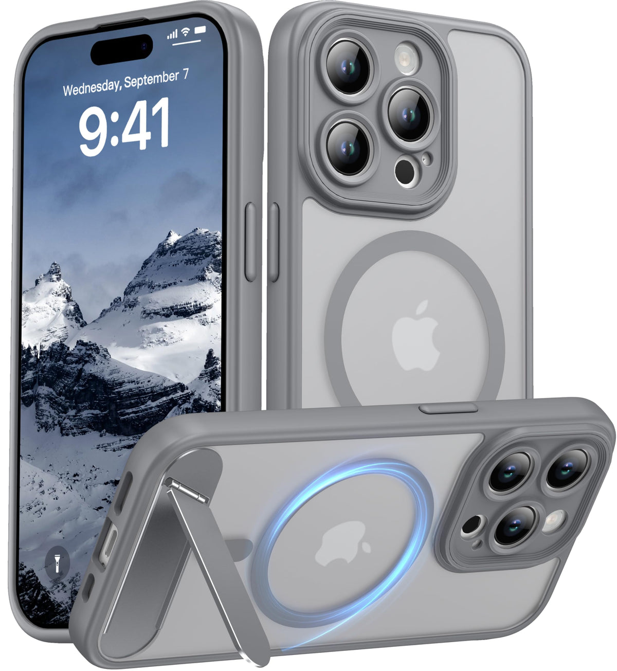 Magnetic Compatible with iPhone 16 Case, [Built-in Kickstand][Full Camera Protection][Compatible with MagSafe][Anti-Fingerprint] Shockproof Phone Case for iPhone 16 6.1",Brown