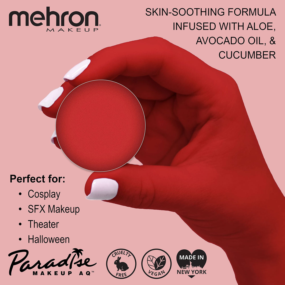 Mehron Makeup Paradise AQ - WHITE, Water-Activated Face & Body Paint