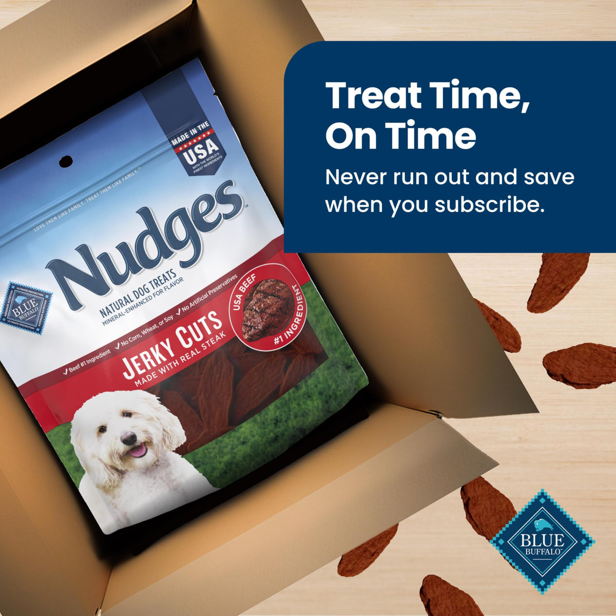 Blue Buffalo Nudges Jerky Cuts Steak Dog Treats, 10 oz