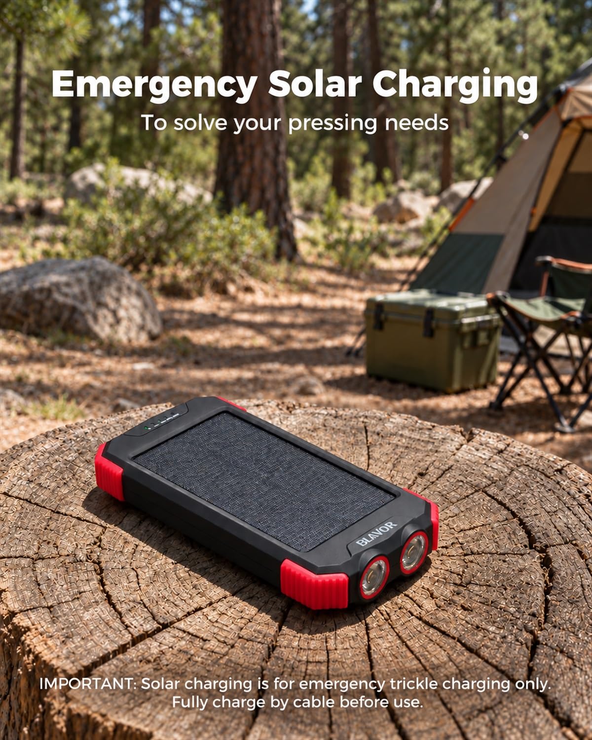 BLAVOR Solar Power Bank 10,000mAh Portable Wireless Charger for Cell Phones
