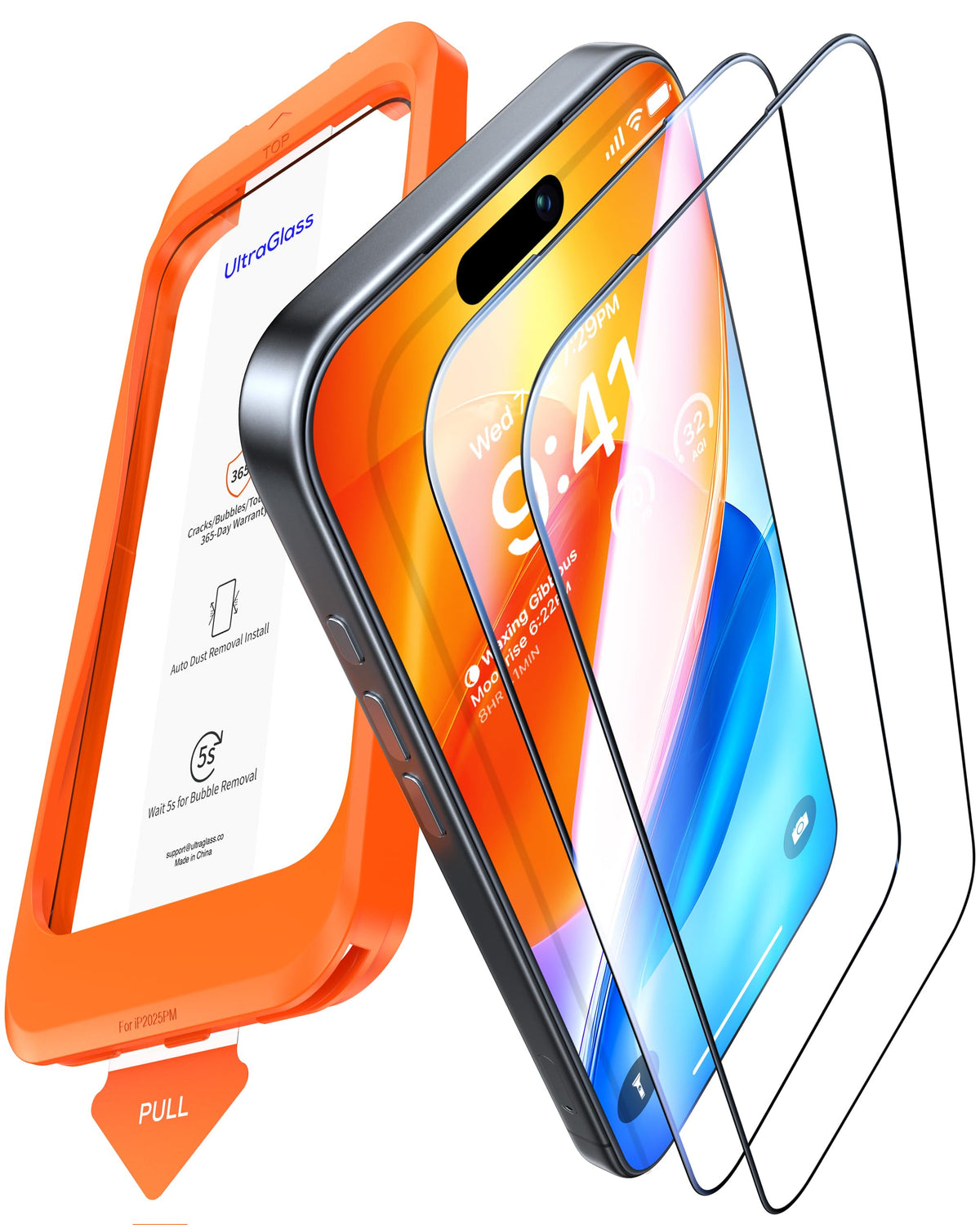 UltraGlass Crystal Armor for iPhone 16 Pro Screen Protector (No Black Bezels) 9H+ Military-Grade Shatterproof Screen Protector 16 Pro Tempered Glass, One Step Easy Installation, 1 Piece