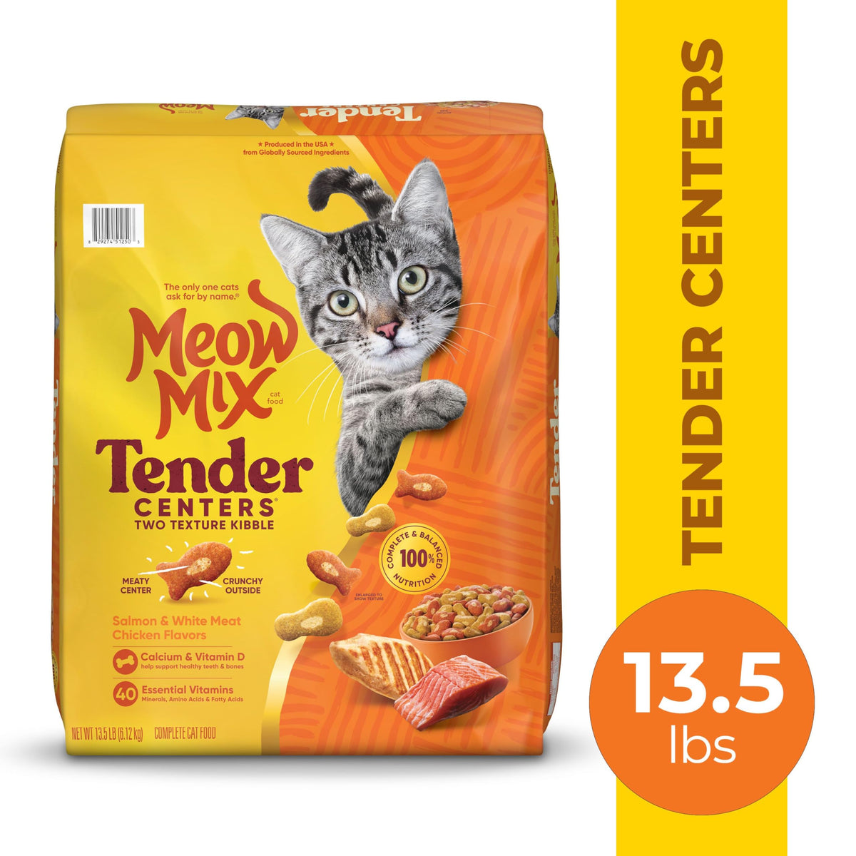 Meow Mix Tender Centers, Dry Cat Food, Salmon & Turkey Flavors, 4 Bags