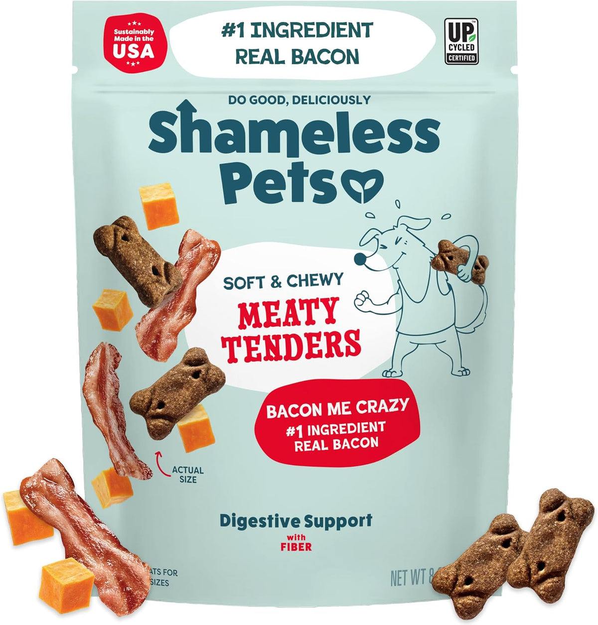 Shameless Pets Bacon Me Crazy Meaty Tenders, Soft Dog Treats, 8oz