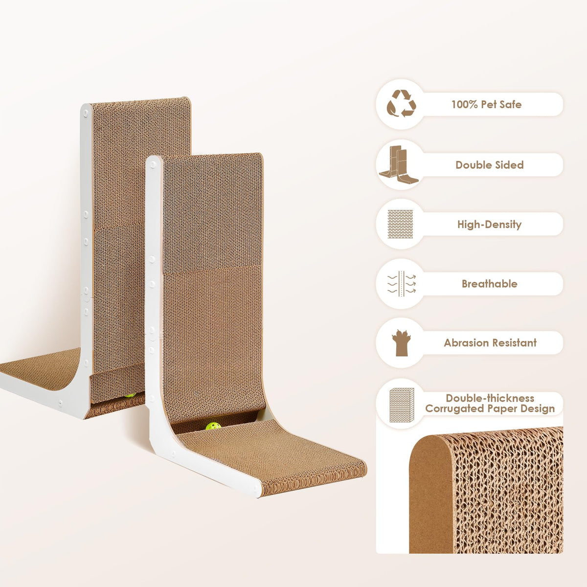 EHEYCIGA Cardboard Cat Scratcher for Indoor Cats, 26.8 Inch, Brown